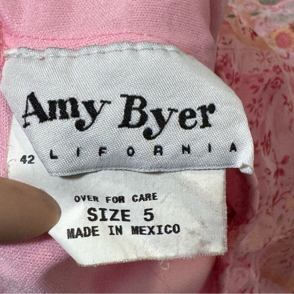 Vintage Y2K Amy Byer Asymmetrical Pink Floral Skirt layered mesh 5 - Picture 3 of 6